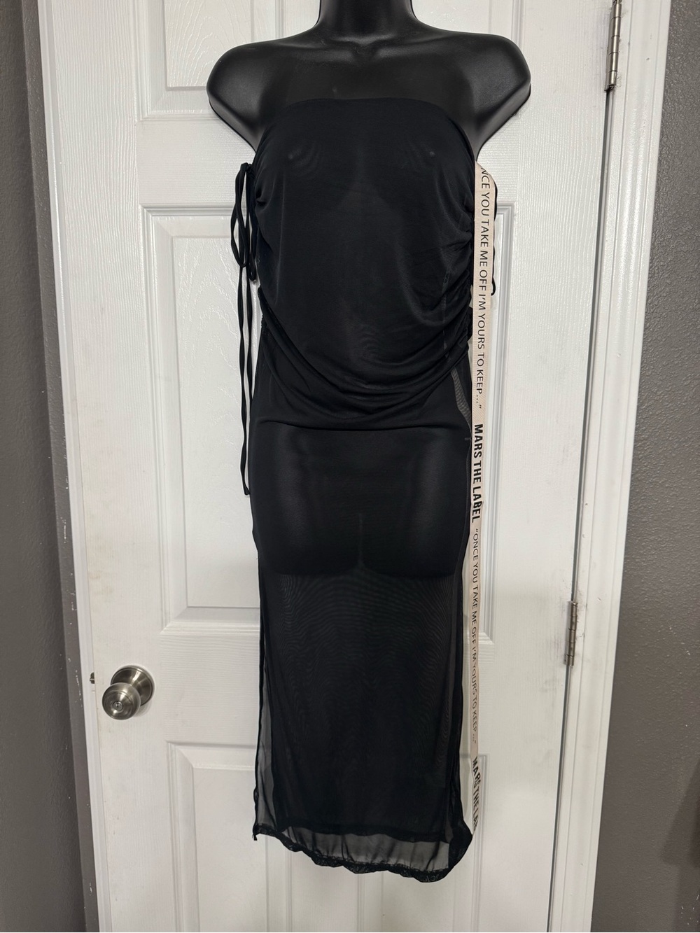 Strapless Black Sheer Swim Coverup Dress 6